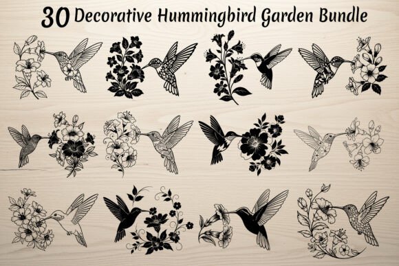 30 Decorative Hummingbird Graphics for Crafts