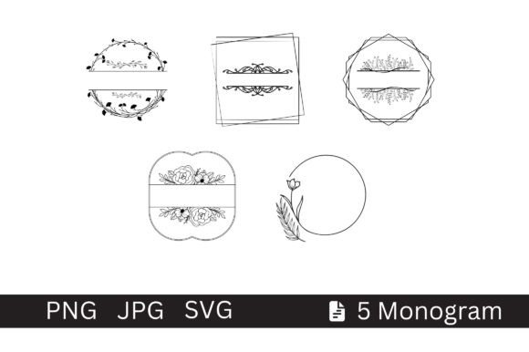 5 in 1 Monogram Designs Bundle for Graphics and Crafts