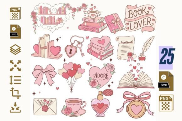 Book Lover Coquette Clipart: Graphics for Crafts