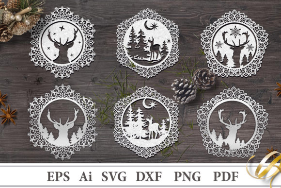 Christmas Deer Stencils: Graphics for Crafts & Branding