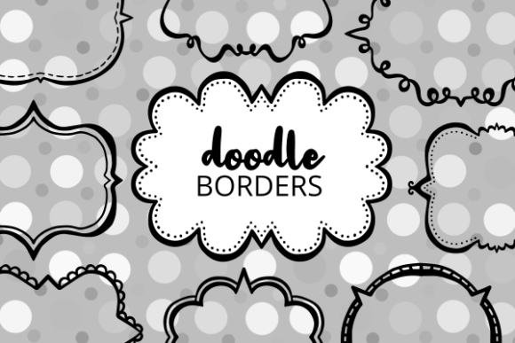 Doodle Border Banner Frames for Crafts & Graphics