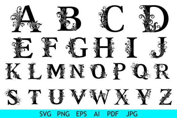 Elegant Floral Alphabet Set for Crafts and Graphics