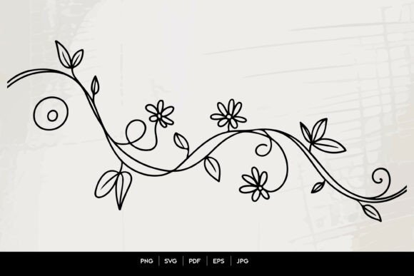 Floral Swirl Vine Line Art: Graphics for Crafts