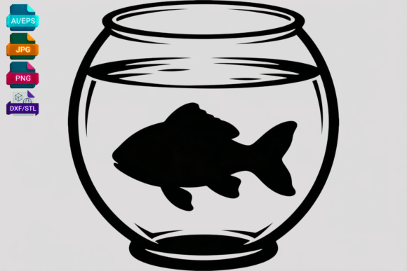 Goldfish Bowl Silhouette SVG: Graphics for Crafts