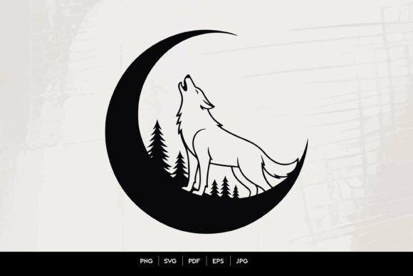 Howling Wolf Moon SVG: Graphics and Illustrations
