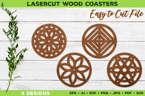 Lasercut Wood Coasters SVG: Premium Graphics for Crafts