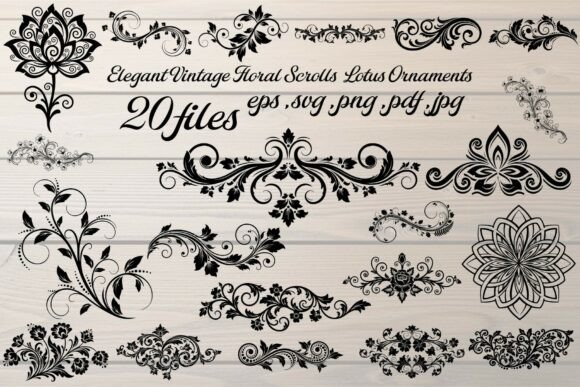 Lotus Ornaments Vector Set Graphics