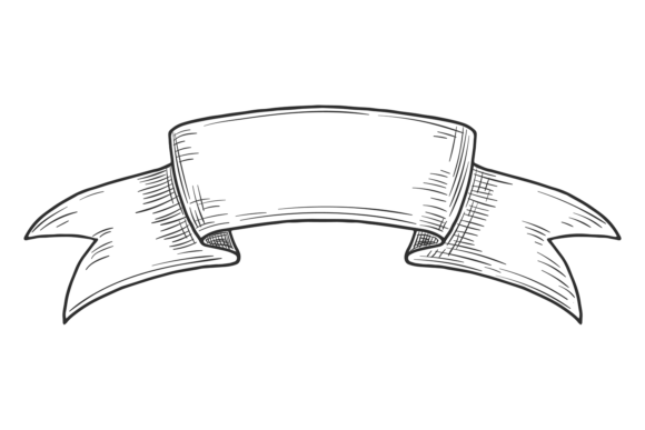 Medieval Engraving Ribbon Flag. Decorati Graphics