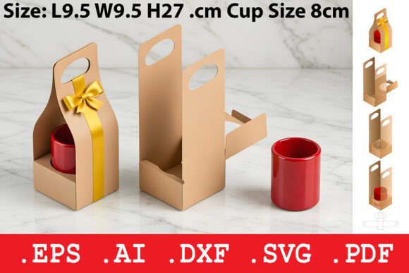 Mug Carrier Gift Box Template: Graphics for Boxes Amp