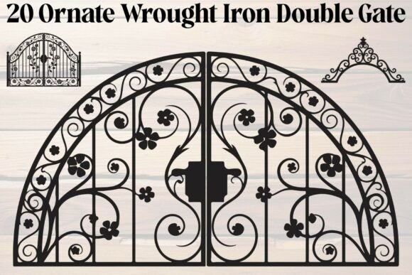 Ornate Wrought Iron Gate Graphics for Crafts