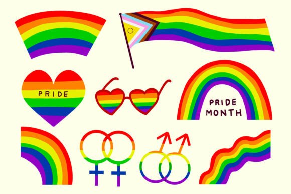 Rainbow Pride Mont Elements LGBT Flags Graphics