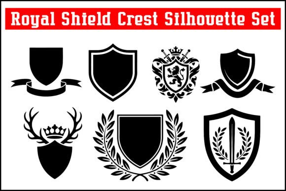Royal Shield Crest Silhouette Set – Graphics & Illustrations