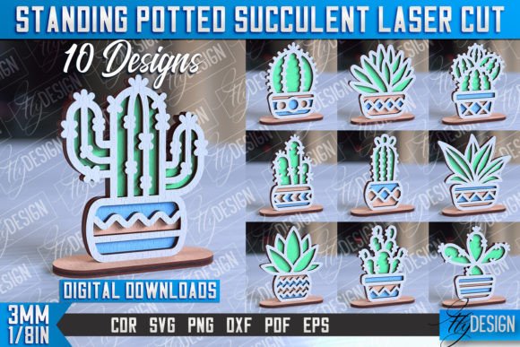 Standing Potted Succulent CNC File: Crafts & Graphics