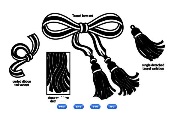 Tassel Ribbon SVG Clipart Set for Crafts and Graphics