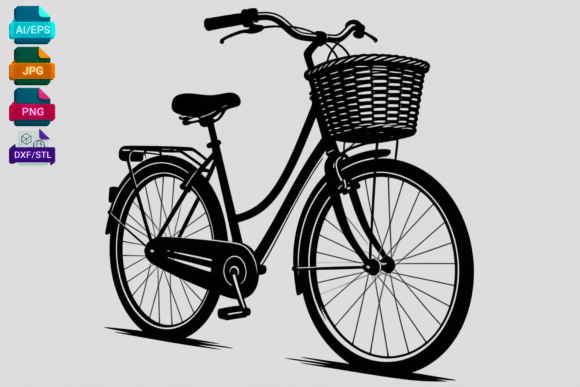 Vintage Bicycle with Basket SVG Clipart Review
