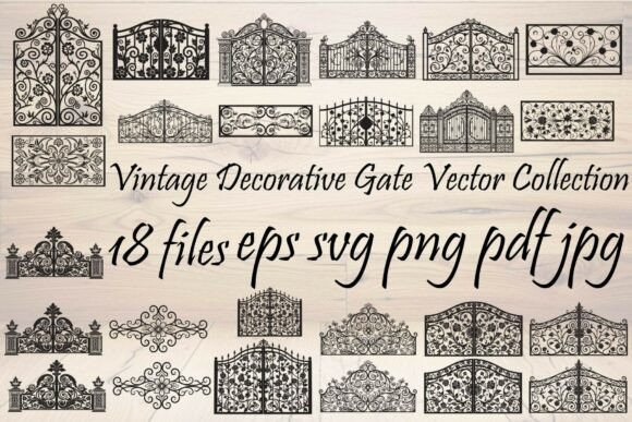 Vintage Gate Graphics for Elegant Decorative Elements
